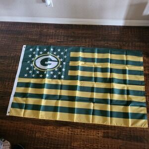 Green Bay Packers USA Flag Banner New 3x5 Ft Mancave‎ Tailgate Gameday Office